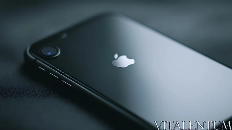 Black iPhone With Glowing Camera Lens. Minimalist Tech.