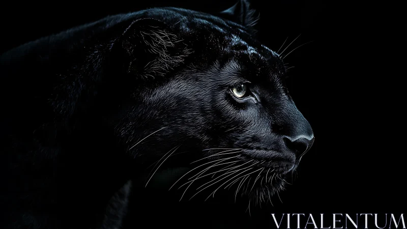 Black Panther Portrait: Piercing Golden Eyes Against Darkness.