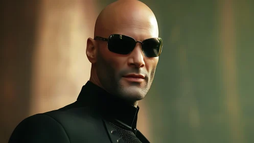 Midnight strategist in mirrored shades of urban mystique.