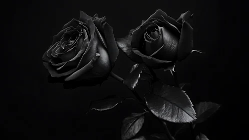 Monochromatic Rose Specimens Rendered in Dramatic Chiaroscuro Lighting.