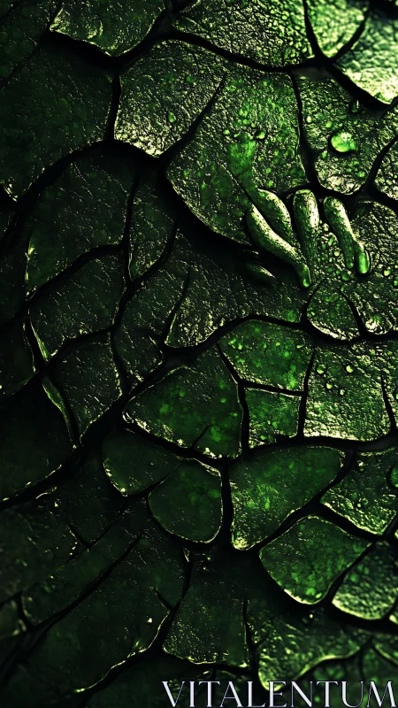 Emerald dragonhide close-up, rain-kissed and quietly ancient.
