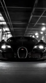 Midnight hypercar prowls a tunnel of cinematic shadows.