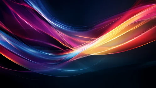 Luminous neon ribbons crossing on a deep midnight gradient.