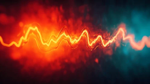 Thermal-luminous waveform traversing bicolor diffusion field.