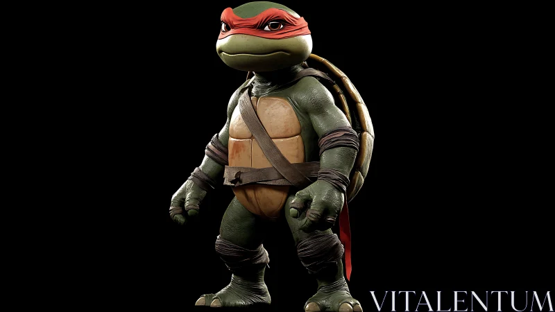 Masked turtle warrior quietly sharpens swagger in the dark