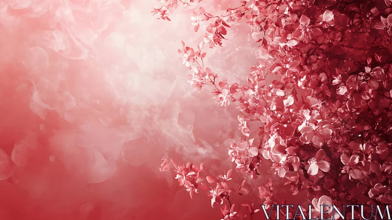 Gradient floral composition with blooming flowers transitioning from light to dark