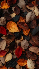 Fallen autumn leaves create a rich, moody seasonal tapestry