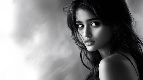 High-contrast monochrome portrait uses soft-edge digital shading