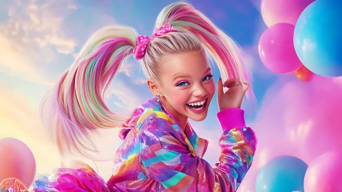 Vibrant 3D Pop Culture Portrait with Iridescent Color Gradients.