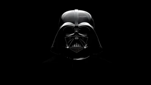 Dark sci fi helmet rendered against deep black void