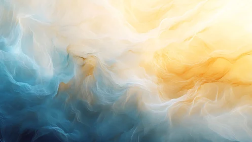 Gradient cloudlike abstraction in blue and warm tones.