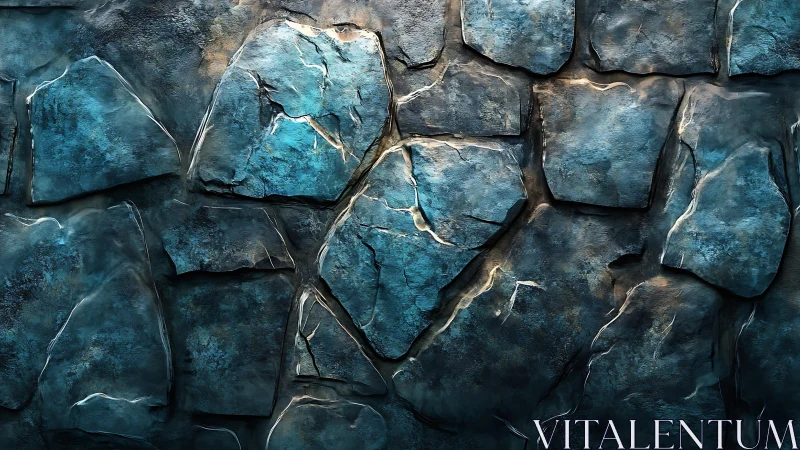 Weathered Blue Stone Wall Texture in Realistic Artistic Style.