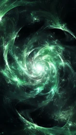 Emerald cosmic vortex rendered with swirling fractal nebulae.
