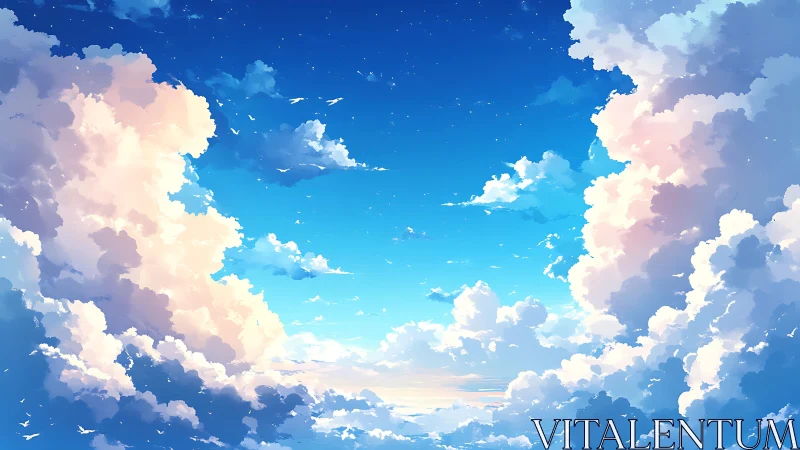 Sky cathedral of drifting clouds and softly rising light.