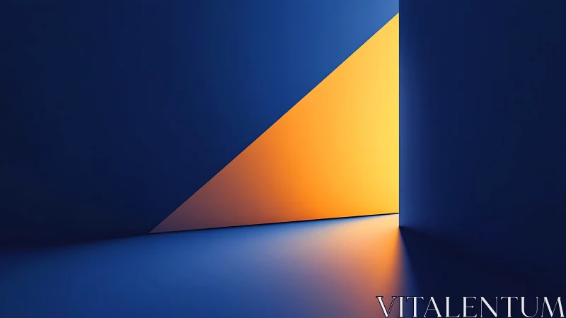 Geometric blue chamber with triangular volumetric light plane.