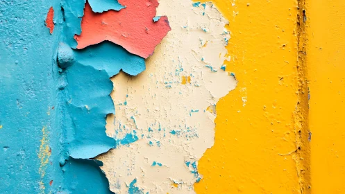 Peeling Multicolored Paint on Wall, Abstract Urban Texture Art.