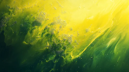 Yellow and green fluid gradients form abstract organic streaks