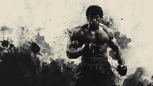 Boxer Portrait with Splatter Effect