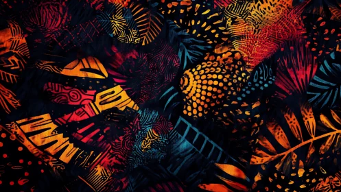 Neon jungle nightprint where tribal leaves learn to glow.