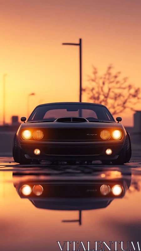 Sunset street classic glowing softly in the golden hour.