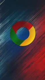 Multicolor ring emblem on streaked dual-tone backdrop.