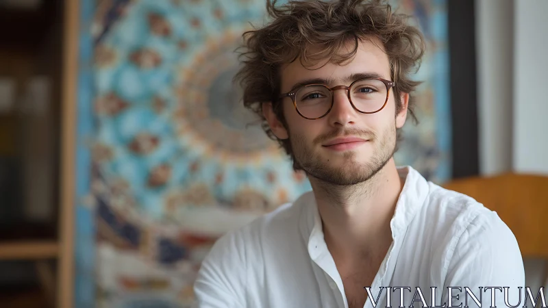 Gentle portrait of a relaxed young man in soft daylight