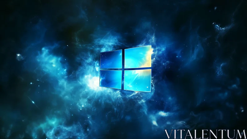 Cosmic window portal glows in a storm of electric nebulae.