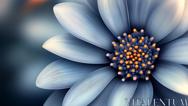 Botanical form rendered with directional linework texturing and chromatic contrast