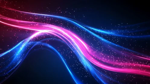 Neon energy streams weave across deep space backdrop