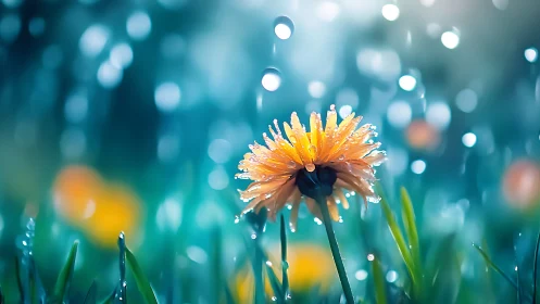 Golden Bloom Kissed by Rain and Light.