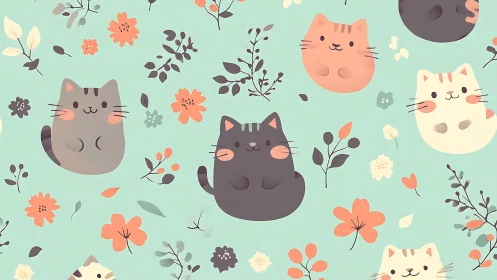 Playful Cats and Wildflowers in a Whimsical Garden.