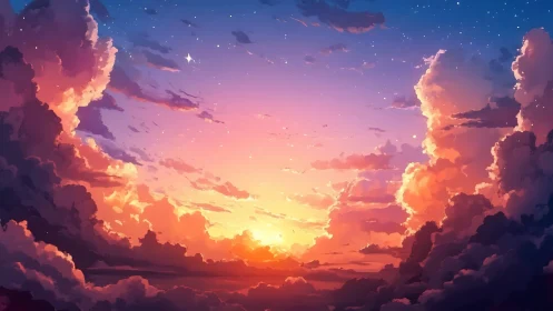 Radiant stratocumulus sunset with saturated dual-gradient sky