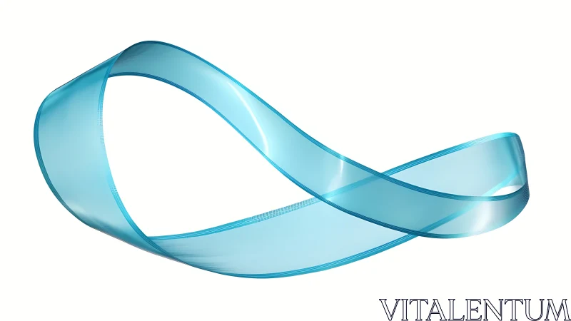 Shimmering blue ribbon loop glows in a graceful airy twist
