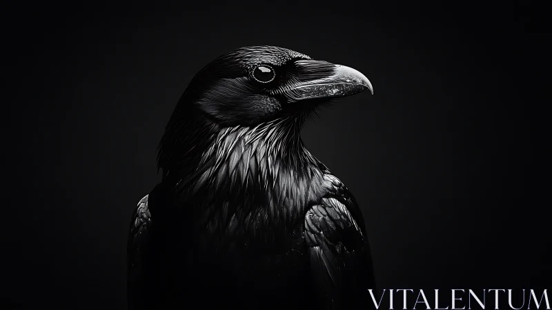Dramatic Portrait of a Raven in High-Contrast Black and White.