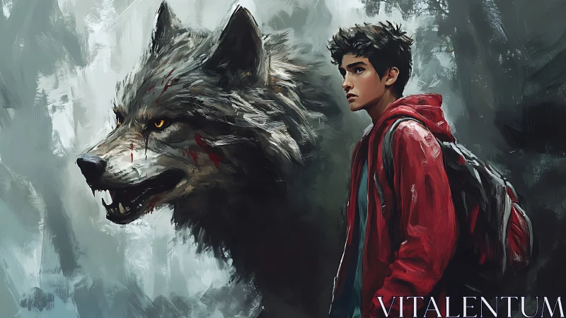 Wolf guardian and determined teen share a tense forest vigil.