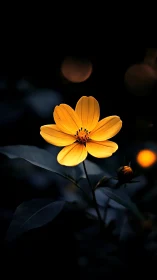 Yellow flower specimen against dark background.