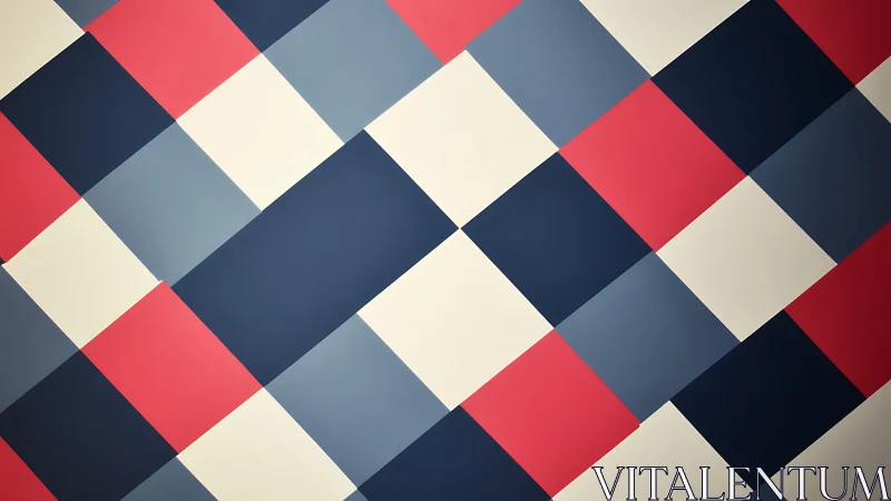 Diagonal grid of flat red, navy, cream, and gray squares