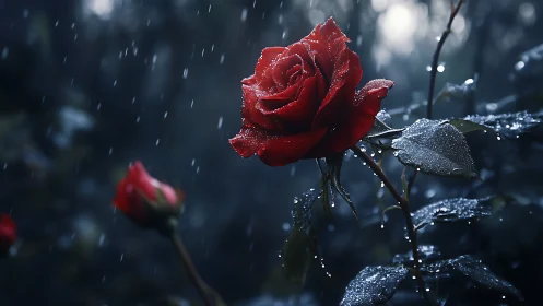 Crimson Romance in the Rain.