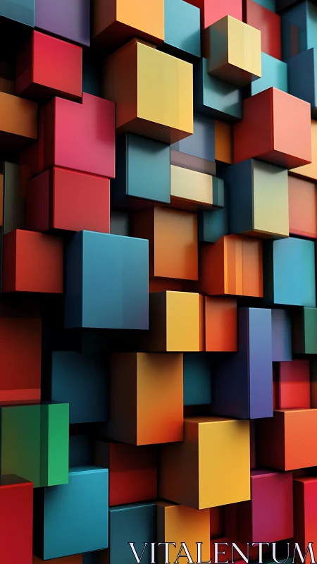 Stacked colorful 3D cubes in geometric abstract pattern.