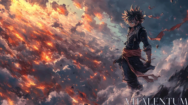 Storm-eyed wanderer walks the burning border of heaven