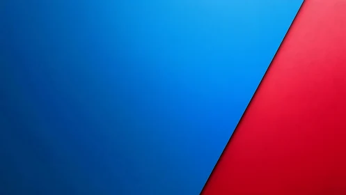Bold blue and red diagonal backdrop with friendly contrast.