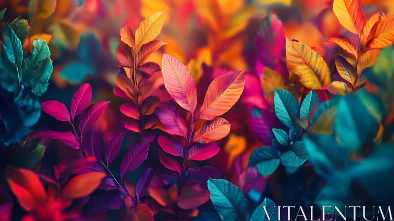 Vivid multicolor foliage with glowing abstract background.