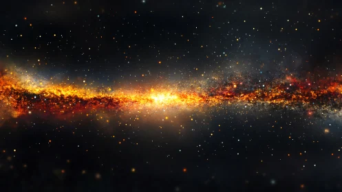 Star-dense galactic band blazing across deep space horizon.