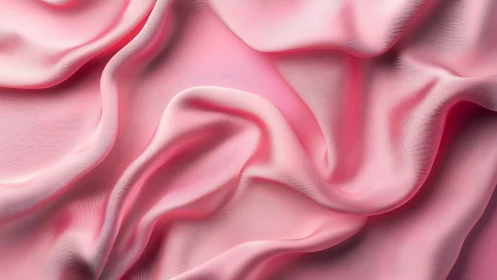 Pink synthetic fabric surface forms continuous folded structure