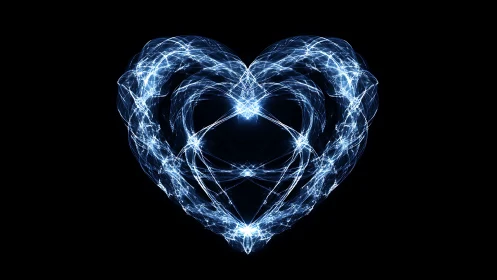 Luminous electric heart form rendered with fractal energy lines.