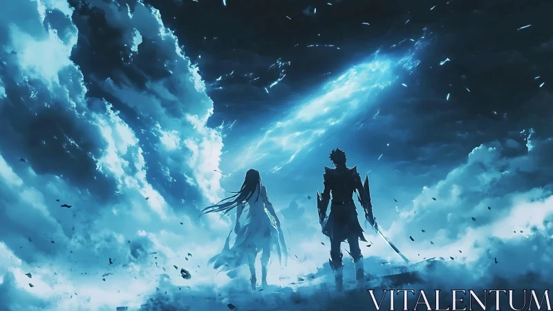 Starlit stormwalkers stand before a glowing sky rift.