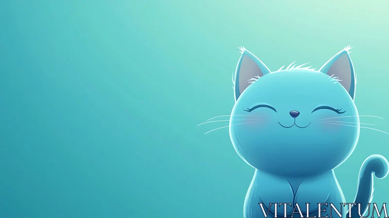 Radiant Blue Cat Character with Serene Closed-Eye Expression.