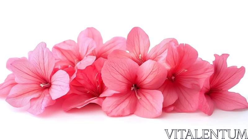 Pink Geranium Blossoms Isolated on White Background.