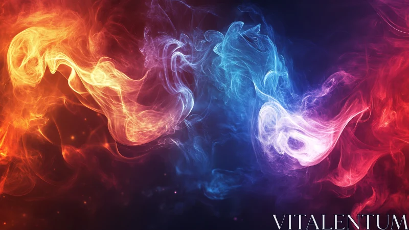 Abstract fluid energy forms transitioning across warm to cool color spectrum.