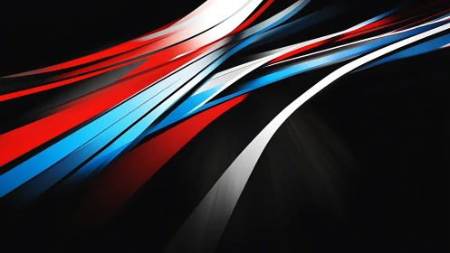 Dynamic abstract streaks in red, blue, white on black background.